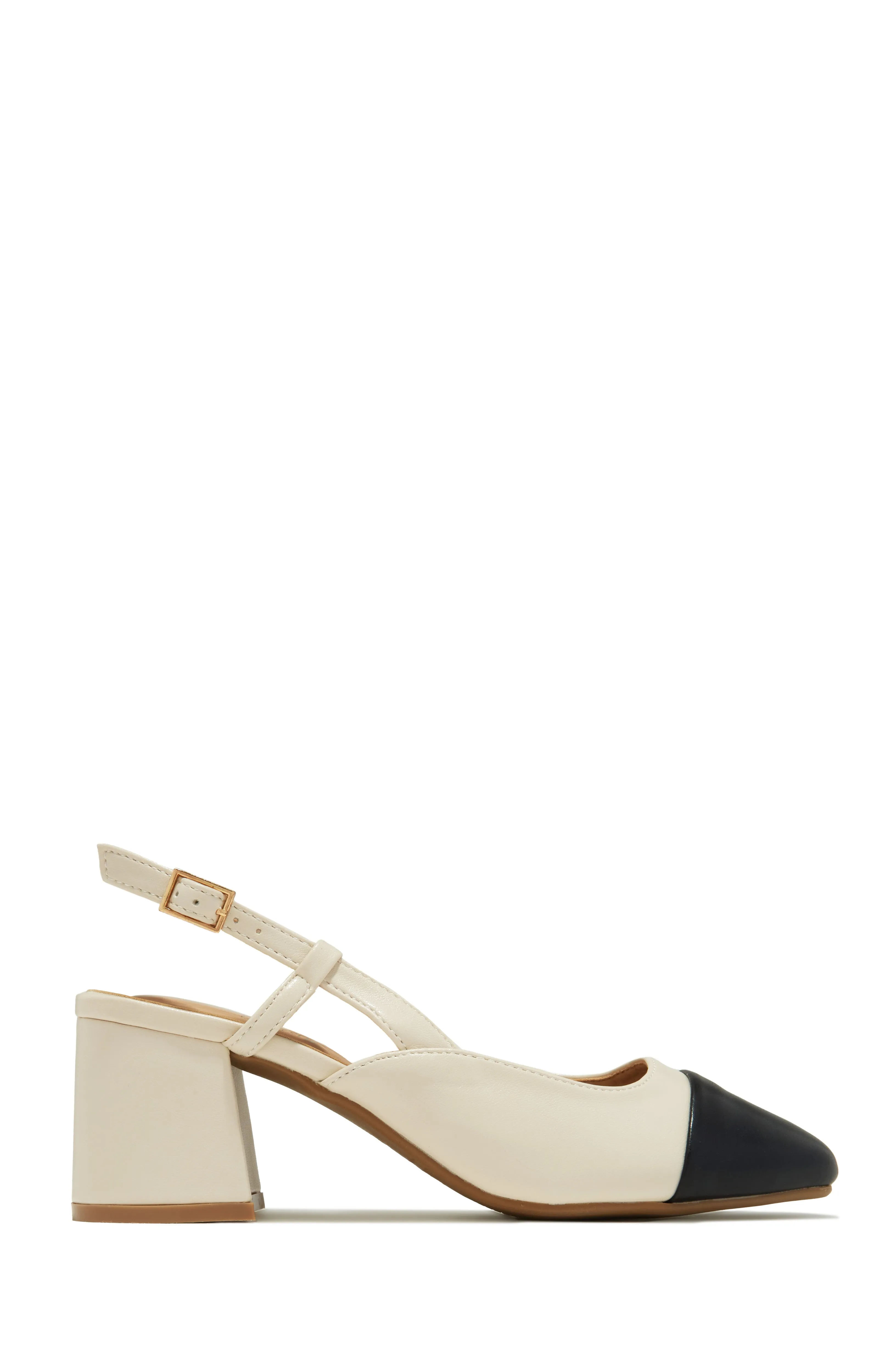 Irene Slingback Block Mid Heels - Ivory