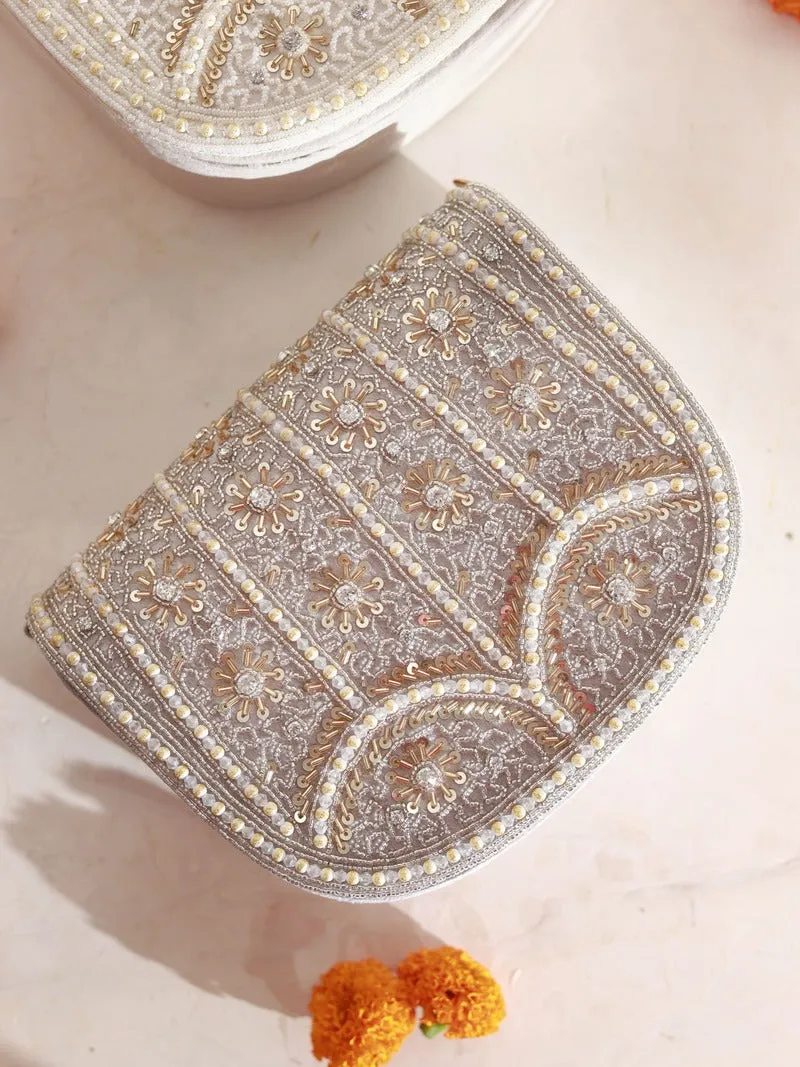 Kavya White Flap Over Bag with Handle
