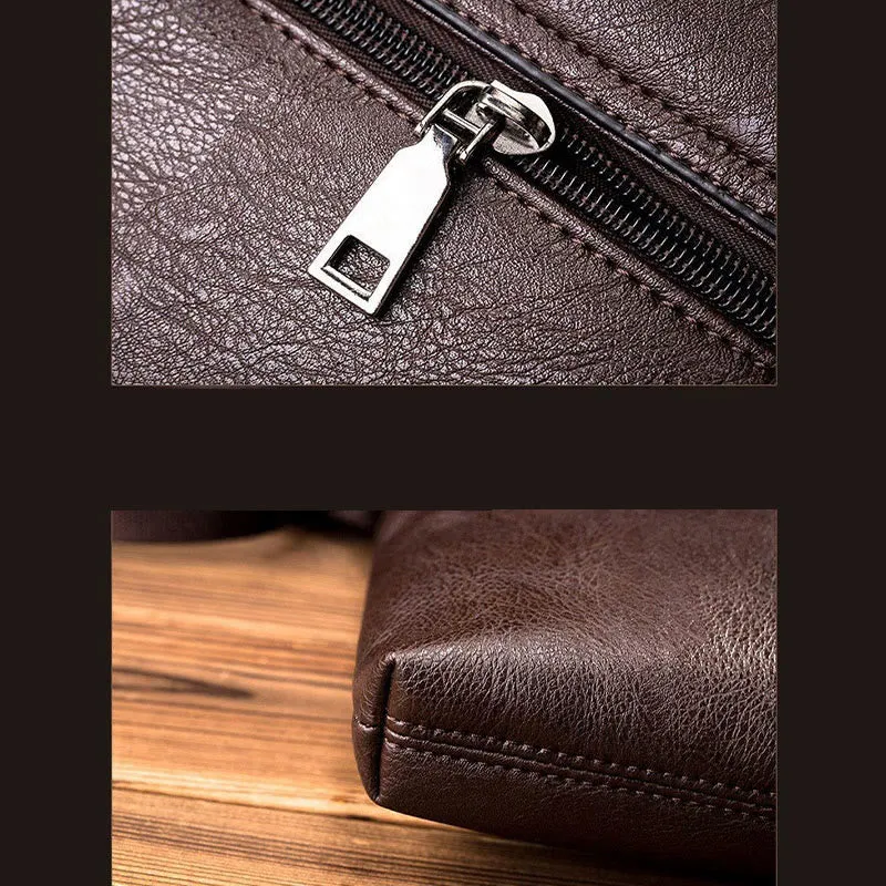 Large Capacity Retro Men Leather Messenger Bag Small Wallet Daily Crossbody Bags