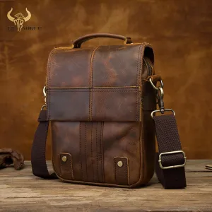 Leather Male Casual Design Shoulder Messenger bag Cowhide Fashion Cross-body