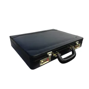 MANDAVA Genuine Leather Attache Doctor's Briefcase Business Handbag for Men Laptop MacBook 14 inches Carry Case (Black)