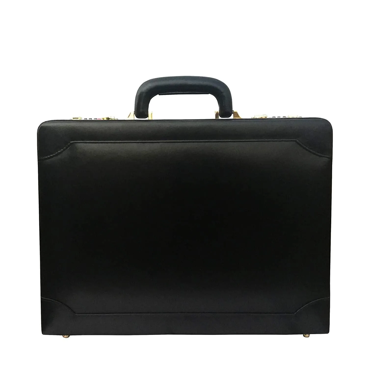 MANDAVA Genuine Leather Attache Doctor's Briefcase Business Handbag for Men Laptop MacBook 14 inches Carry Case (Black)