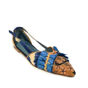 MEHER KAKALIA - GRETA SLING BACK IN BLUE BEIGE SPARROW