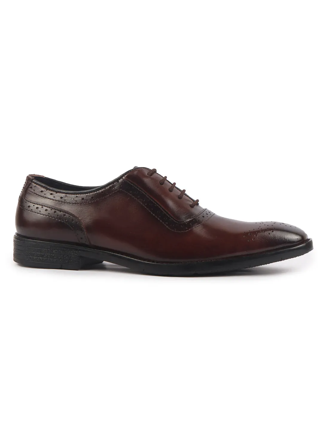 Men Brown Genuine Leather Formal Classic Lace Up Brogue Shoes for Work|Tuxedo Lace Up Shoes