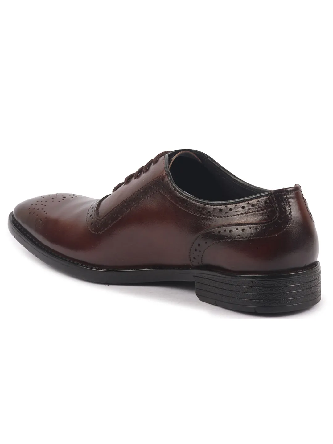 Men Brown Genuine Leather Formal Classic Lace Up Brogue Shoes for Work|Tuxedo Lace Up Shoes