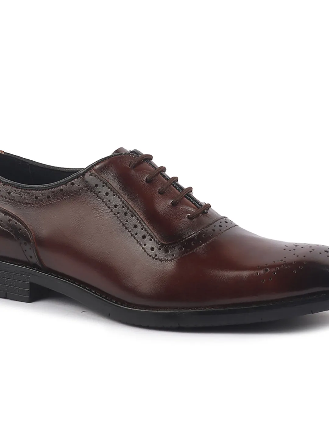 Men Brown Genuine Leather Formal Classic Lace Up Brogue Shoes for Work|Tuxedo Lace Up Shoes