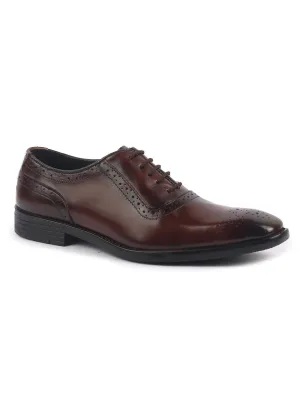 Men Brown Genuine Leather Formal Classic Lace Up Brogue Shoes for Work|Tuxedo Lace Up Shoes