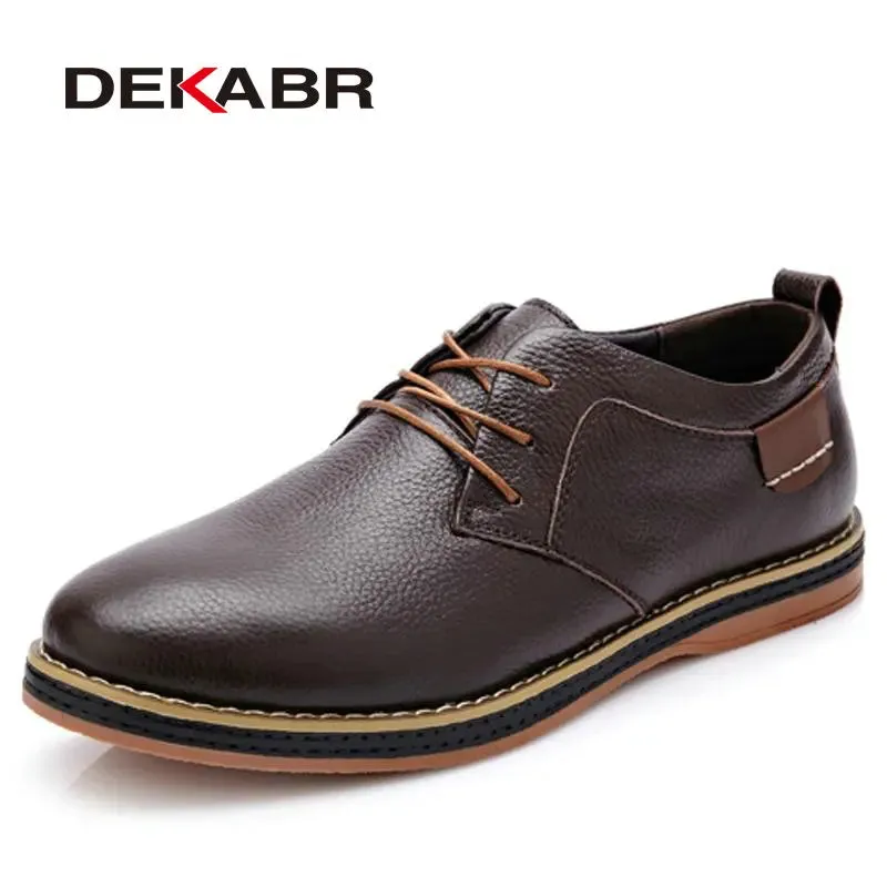 Men Flats Casual Genuine Leather Flat Shoes Oxford Fashion