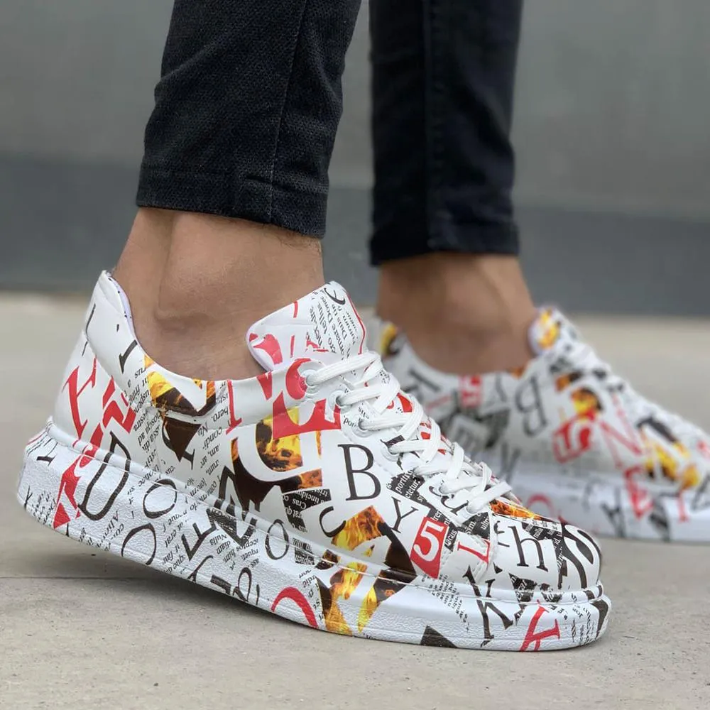 Men Shoes Magazine Printing Sneaker