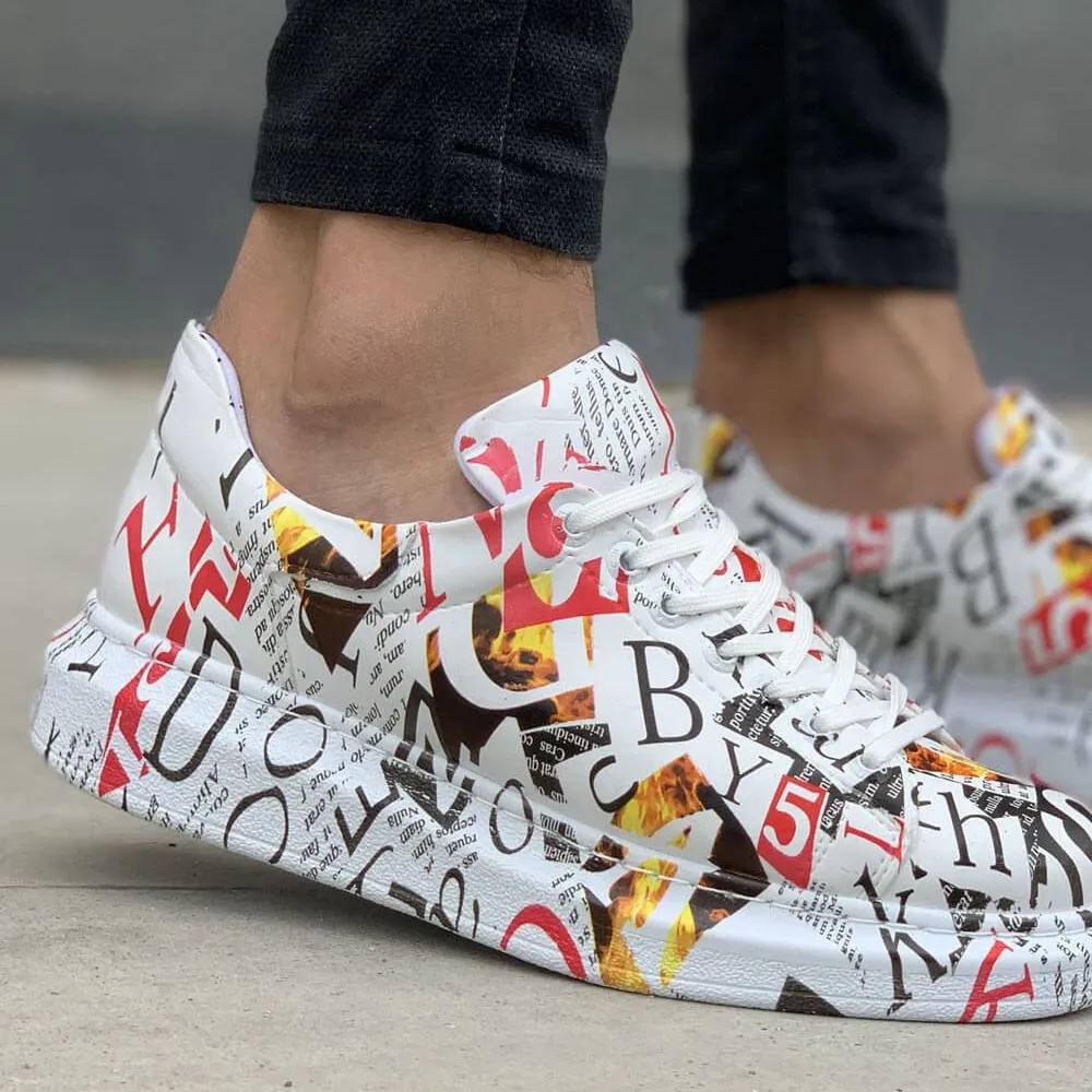 Men Shoes Magazine Printing Sneaker