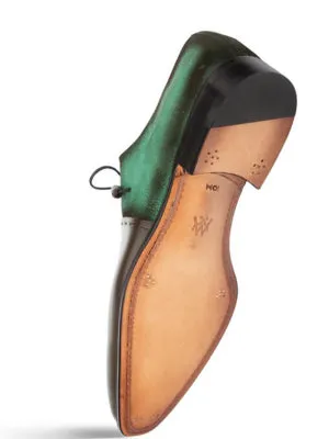 Mezlan Mens Forest Green Lace-up Calfskin Leather Dress Shoes