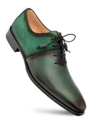 Mezlan Mens Forest Green Lace-up Calfskin Leather Dress Shoes