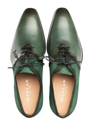 Mezlan Mens Forest Green Lace-up Calfskin Leather Dress Shoes
