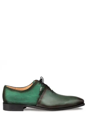 Mezlan Mens Forest Green Lace-up Calfskin Leather Dress Shoes