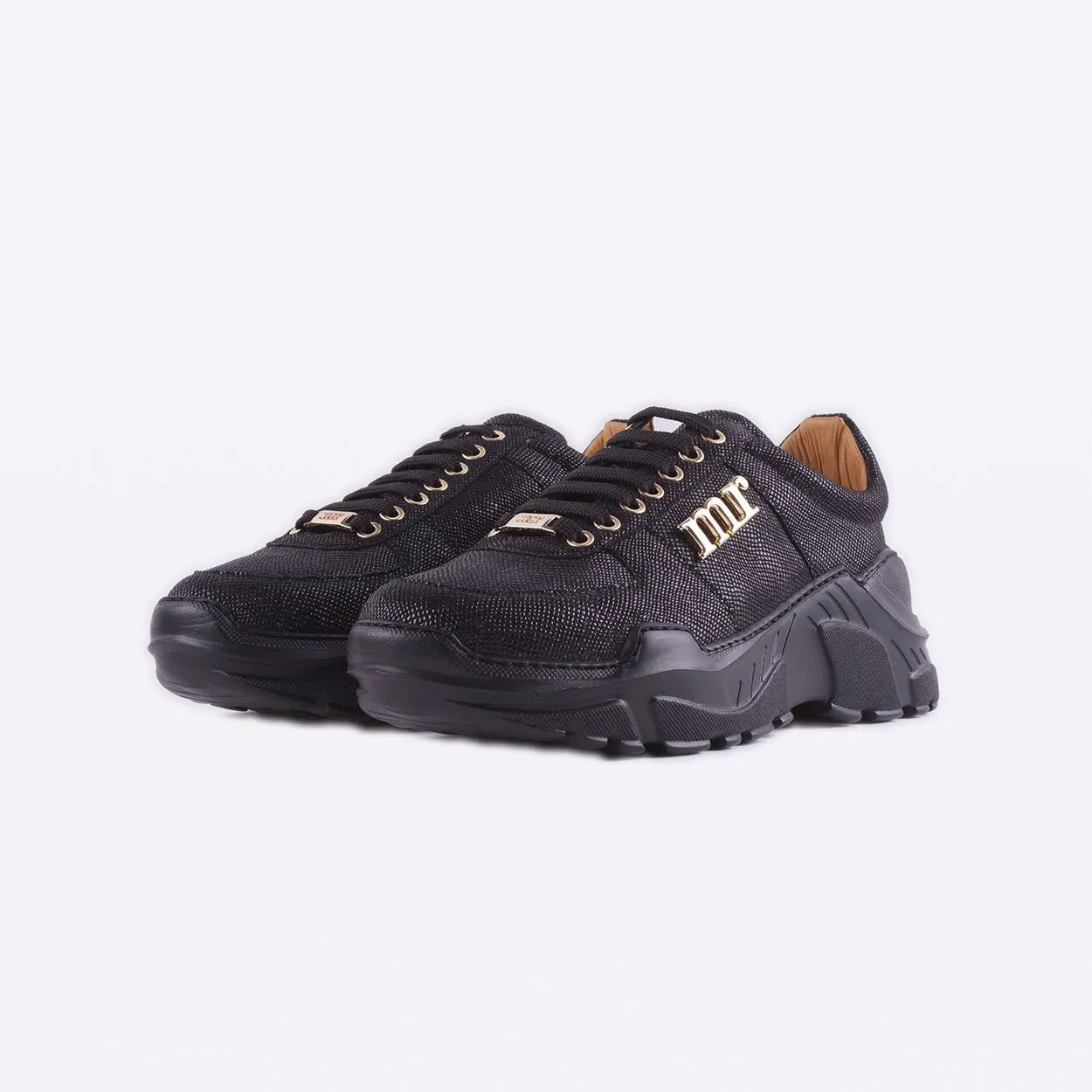 Mister 39190 Bama Men's Shoes Black Iguana Print / Suede / Calf-Skin Leather Casual Sneakers (MIS1047)