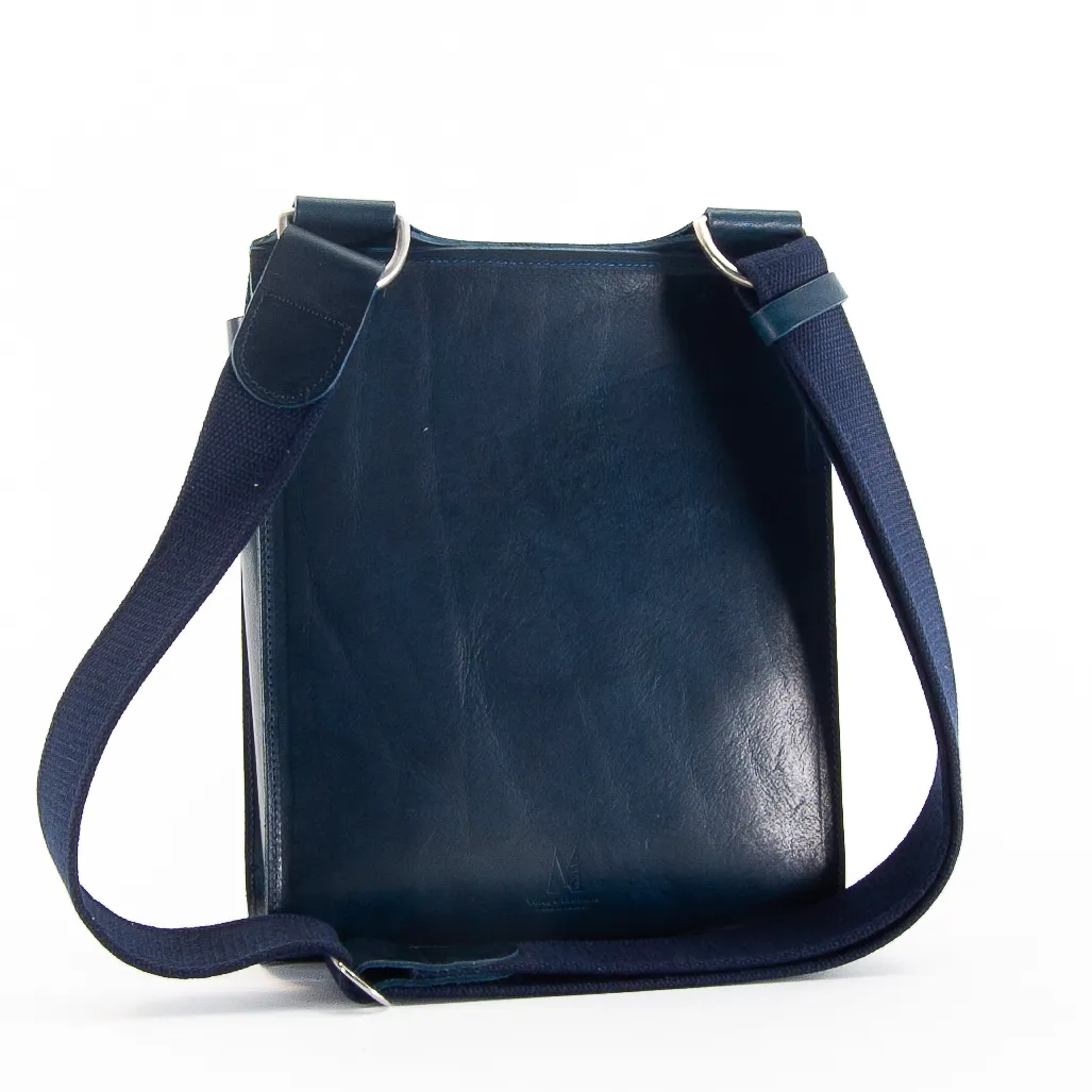 Navy Leather Turnlock Shoulder Bag