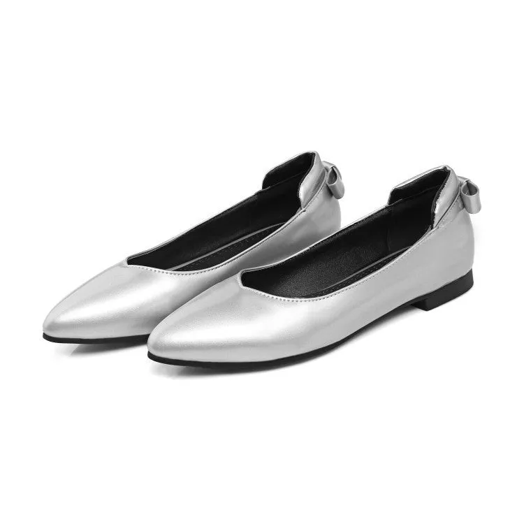 Pointed Toe Back Bowtie Women Flat Shoes 9499