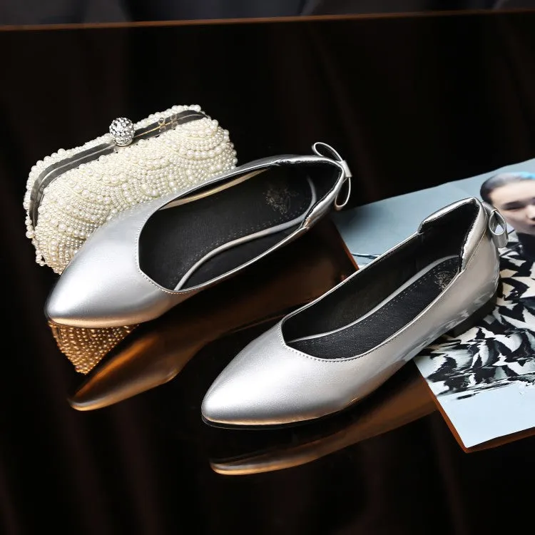 Pointed Toe Back Bowtie Women Flat Shoes 9499