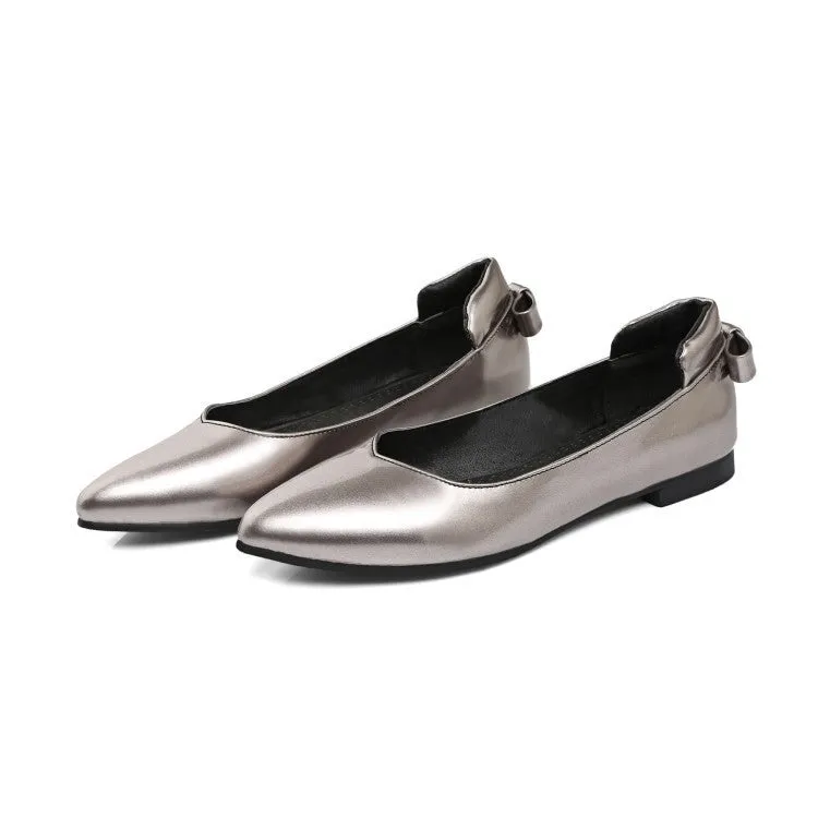 Pointed Toe Back Bowtie Women Flat Shoes 9499