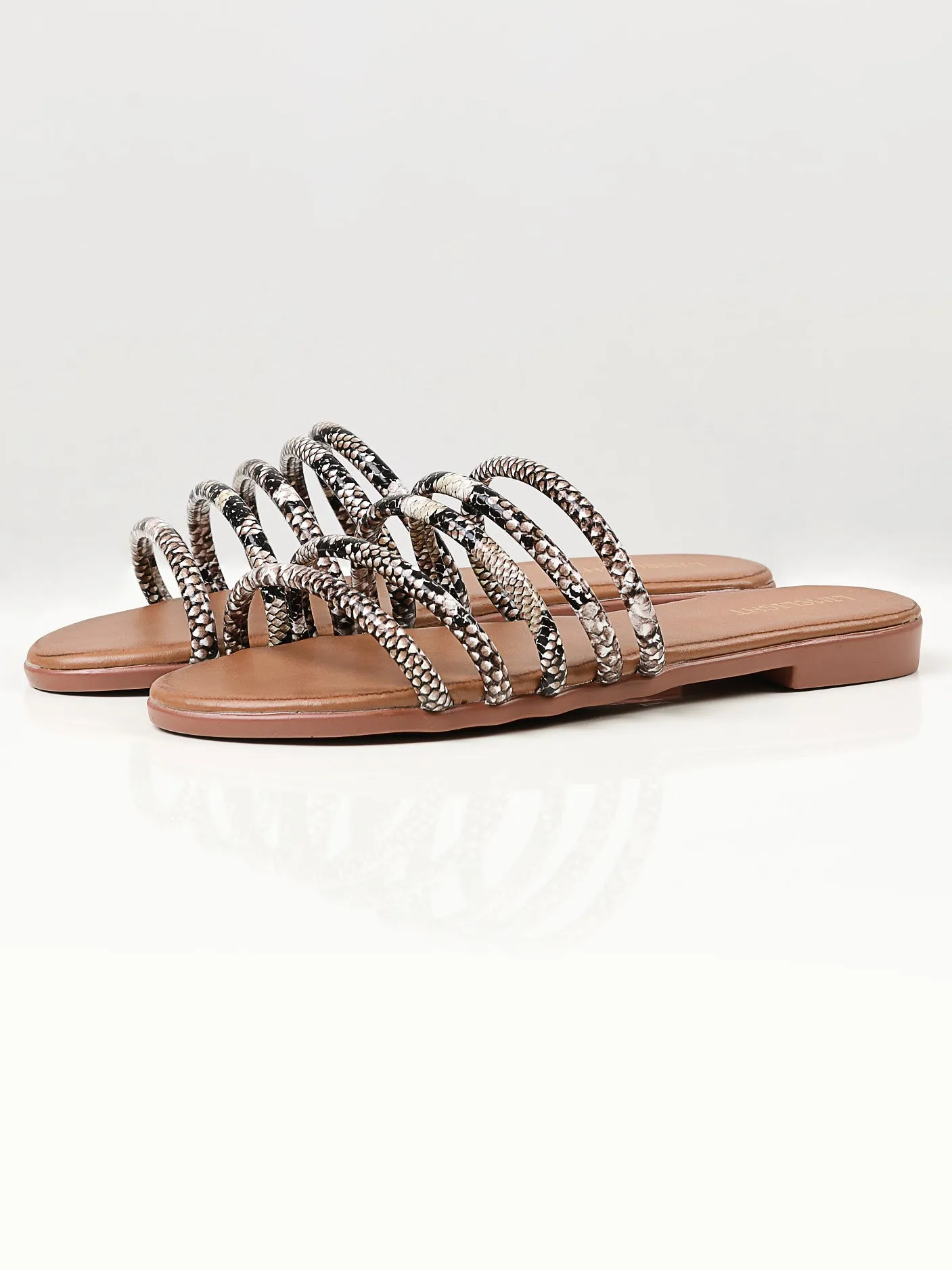 Printed Strap Flats - Brown