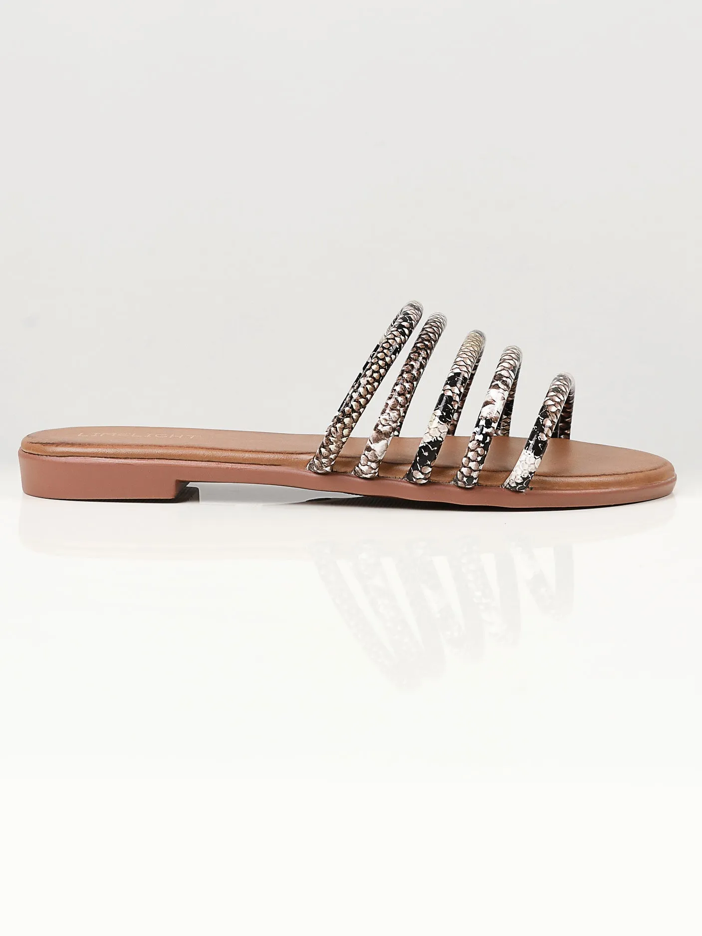 Printed Strap Flats - Brown