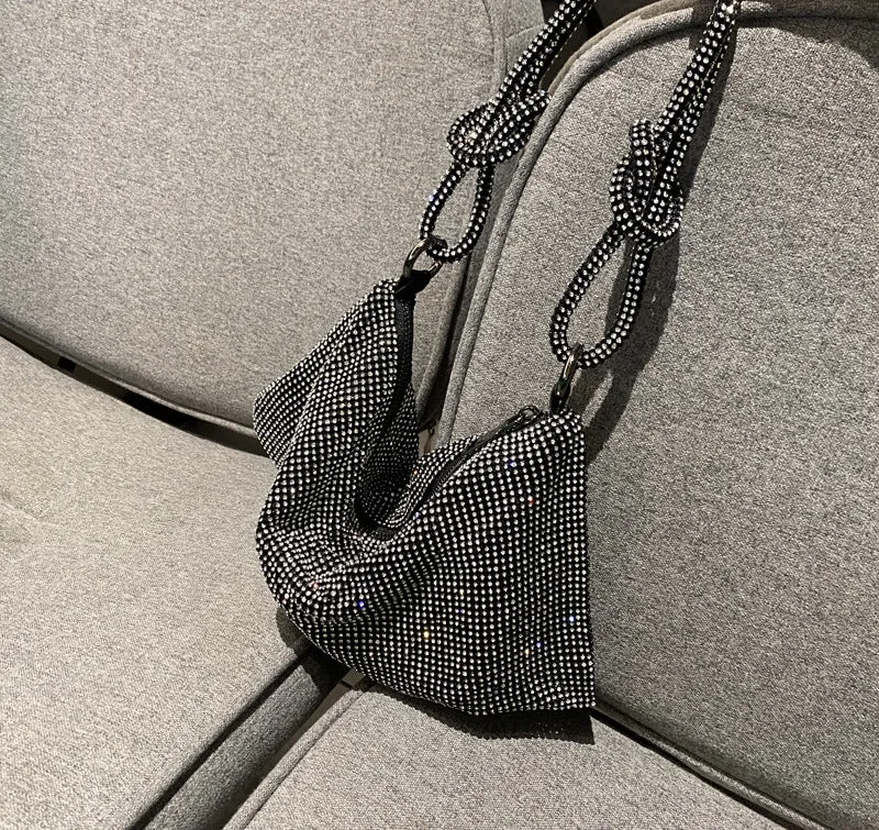 Rhinestone Purses for Women Chic Sparkly Evening large Diamond Hobo Bag