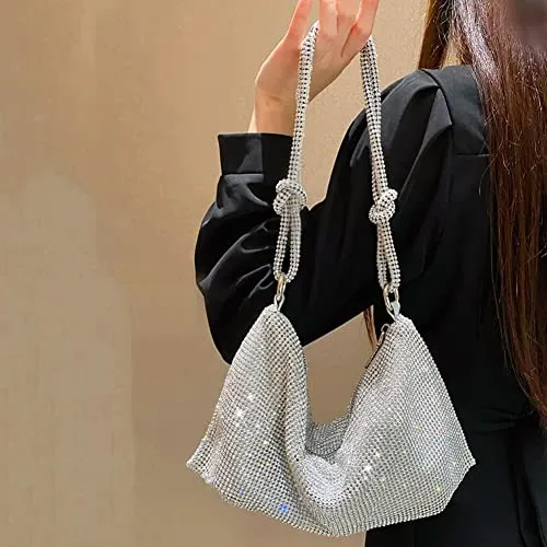 Rhinestone Purses for Women Chic Sparkly Evening large Diamond Hobo Bag
