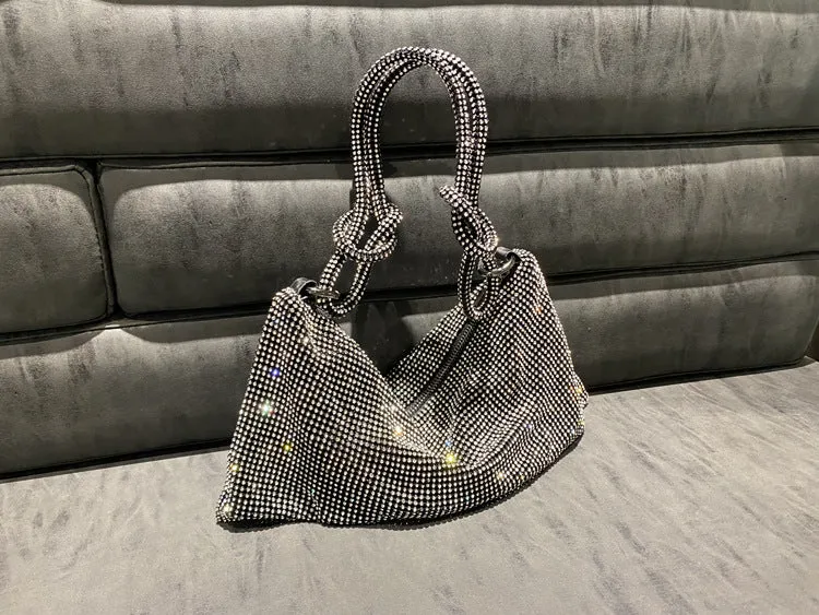 Rhinestone Purses for Women Chic Sparkly Evening large Diamond Hobo Bag