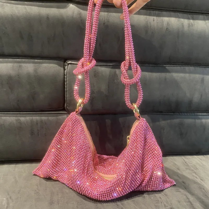 Rhinestone Purses for Women Chic Sparkly Evening large Diamond Hobo Bag