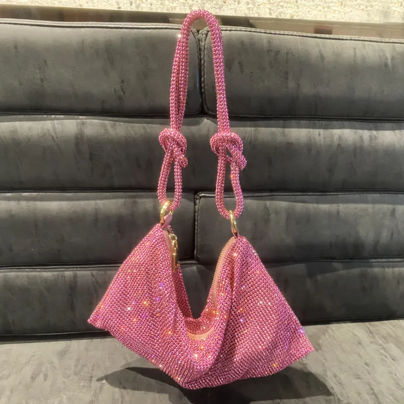Rhinestone Purses for Women Chic Sparkly Evening large Diamond Hobo Bag