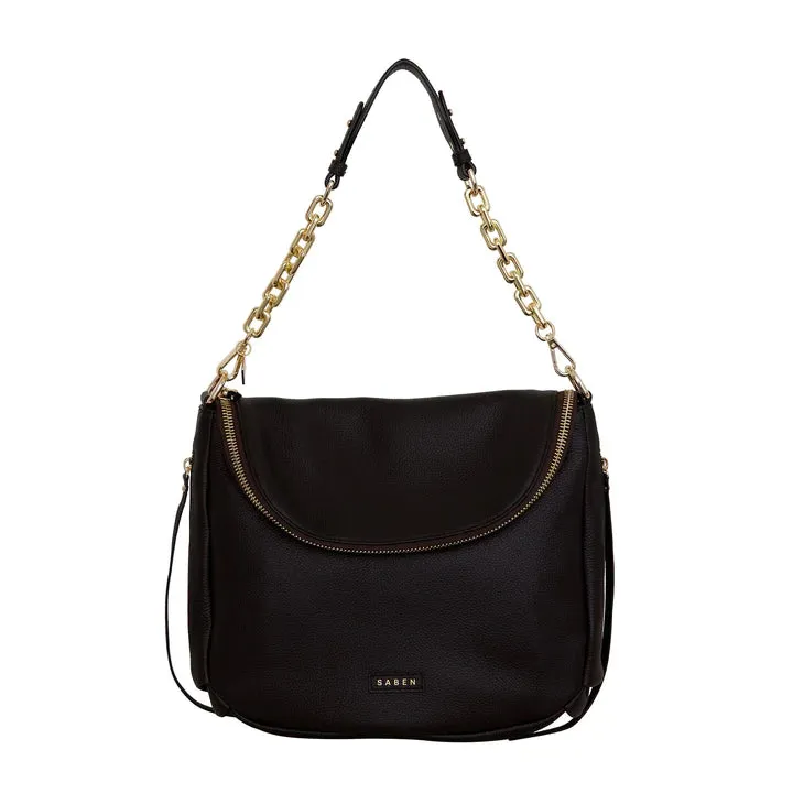 Saben Feature Handle Chain Gold Chunky and Black Leather