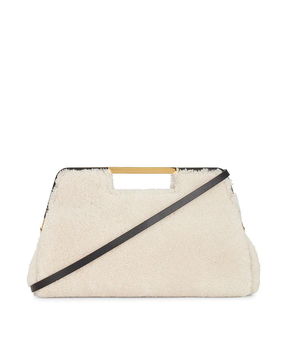 Seville Shearling Clutch in Off White
