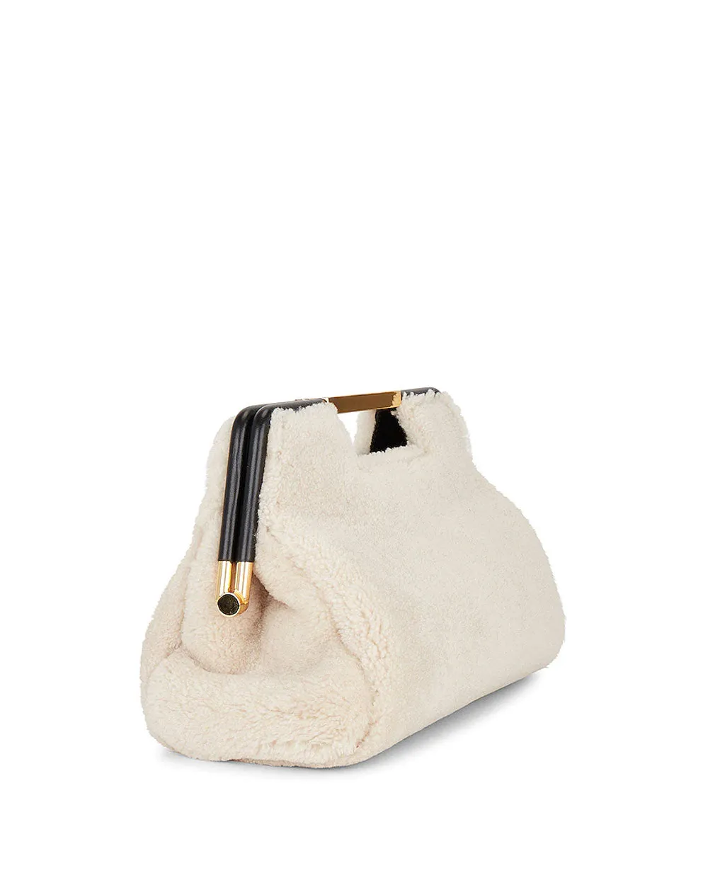 Seville Shearling Clutch in Off White
