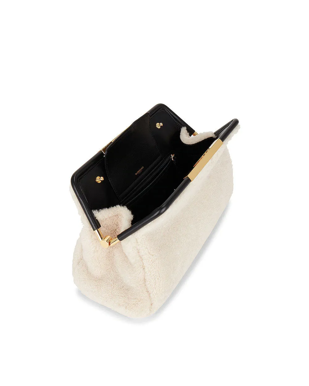 Seville Shearling Clutch in Off White
