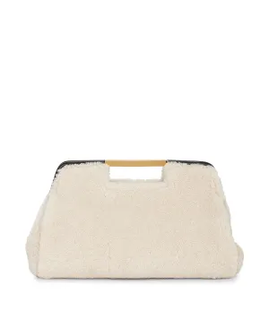 Seville Shearling Clutch in Off White