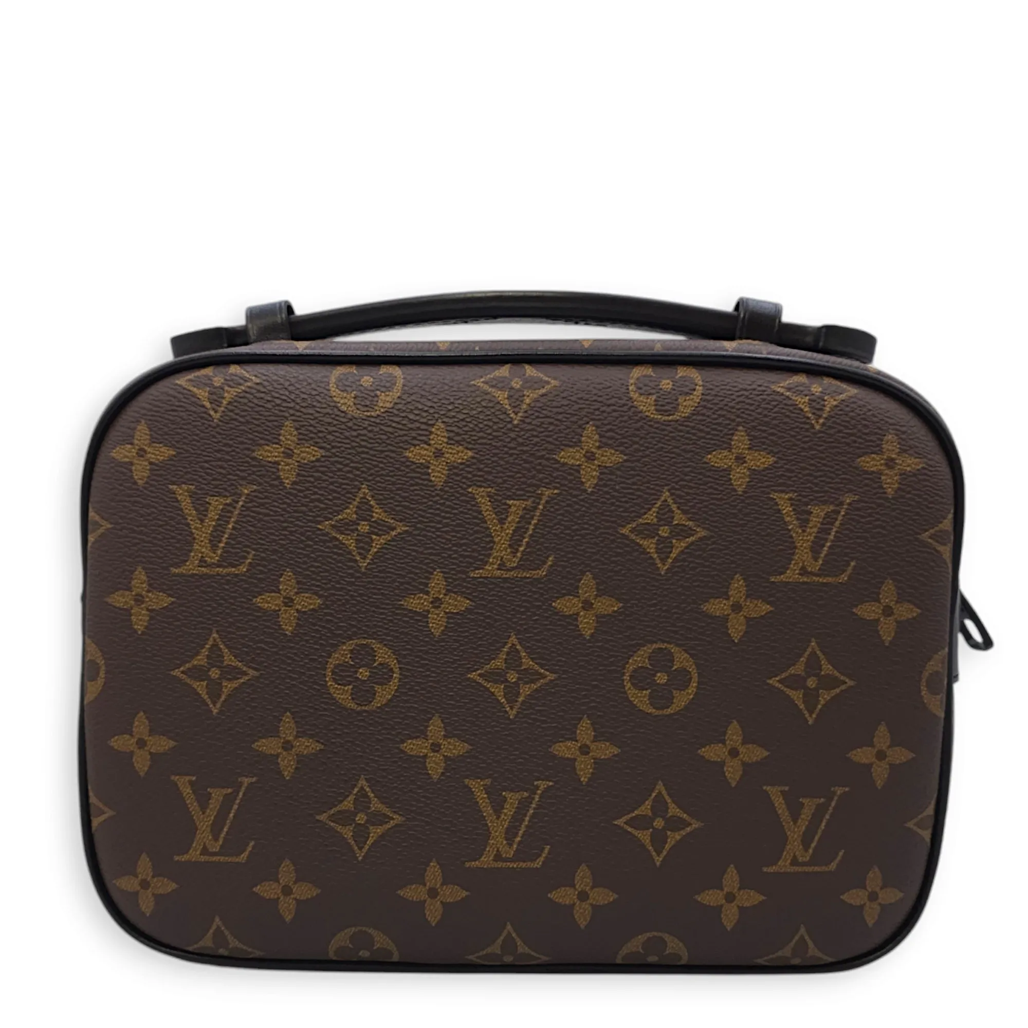 SLock Messenger Monogram Macassar Crossbody Bag in Calf, Canvas, Black powder coated hardware
