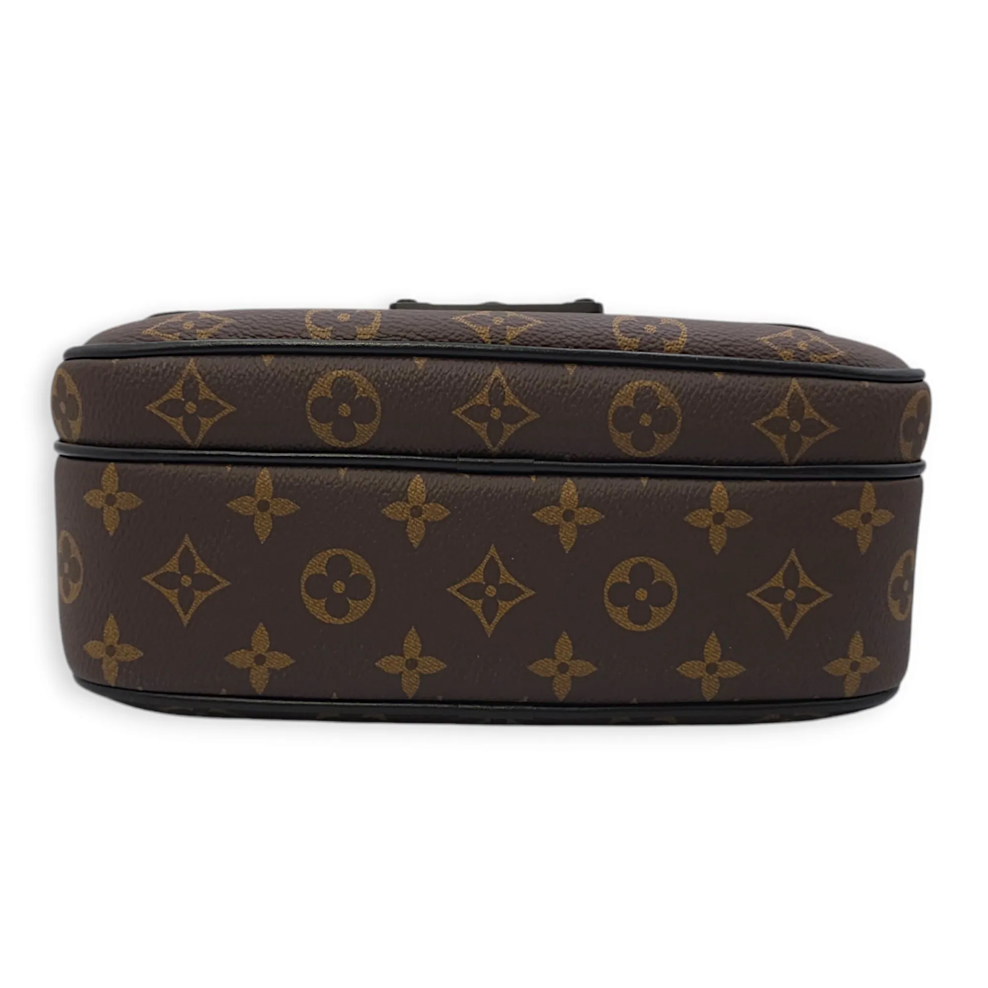 SLock Messenger Monogram Macassar Crossbody Bag in Calf, Canvas, Black powder coated hardware