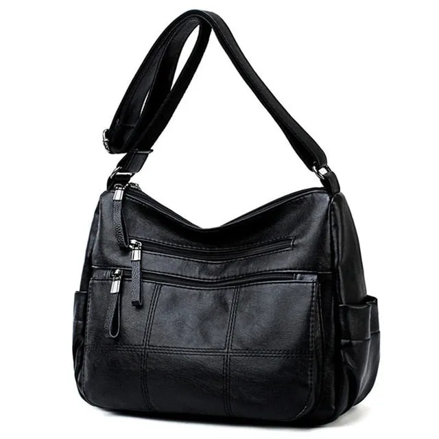 Soft Leather Luxury Crossbody Bolsa Louis