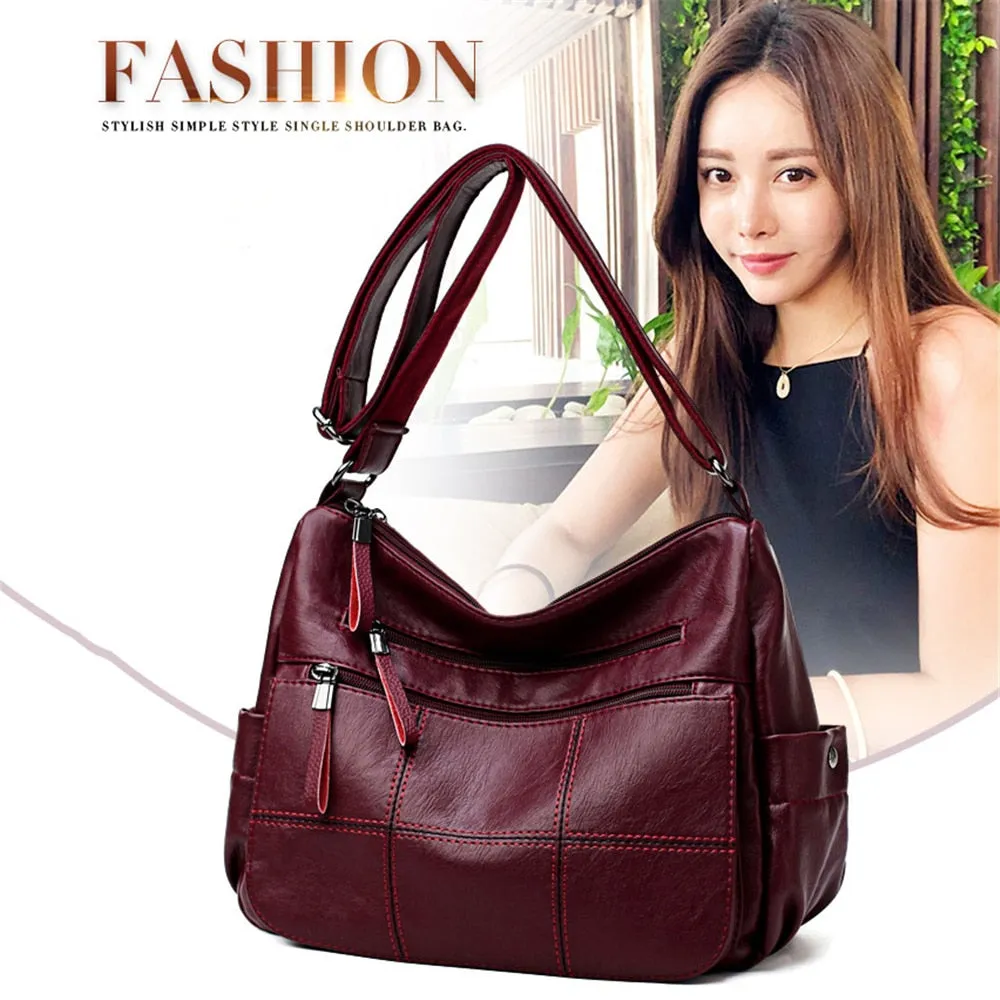 Soft Leather Luxury Crossbody Bolsa Louis