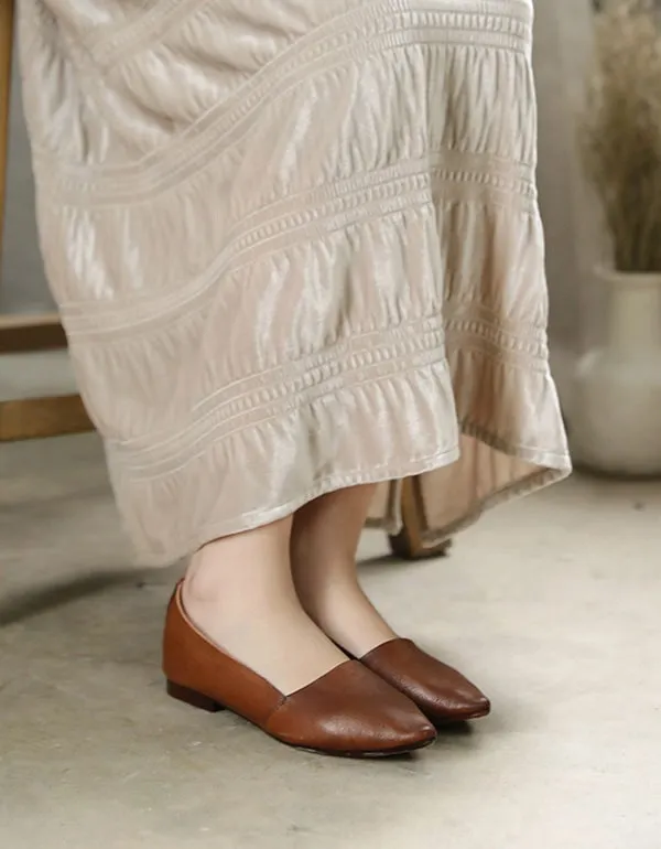 Spring Pointed Low-Heeled Flat Work Shoes Red