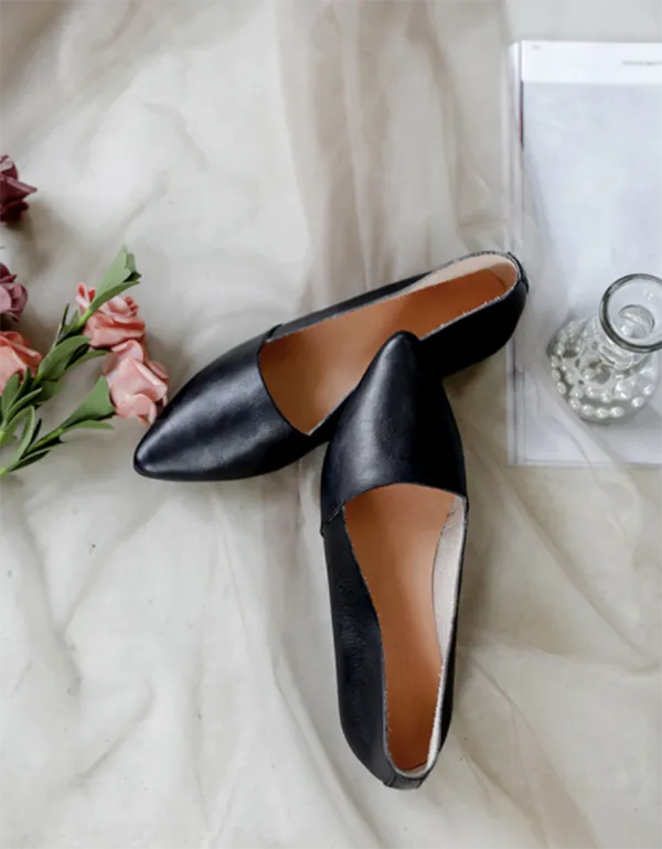 Spring Pointed Low-Heeled Flat Work Shoes Red