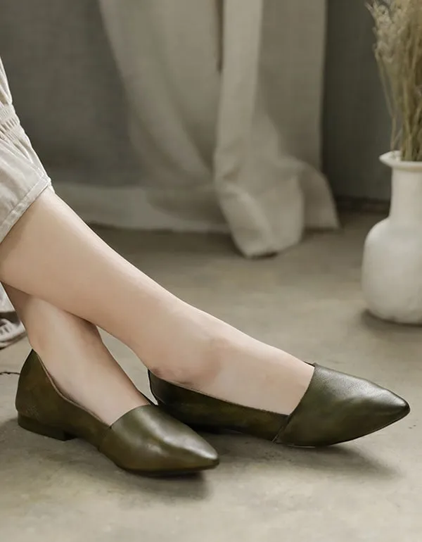 Spring Pointed Low-Heeled Flat Work Shoes Red