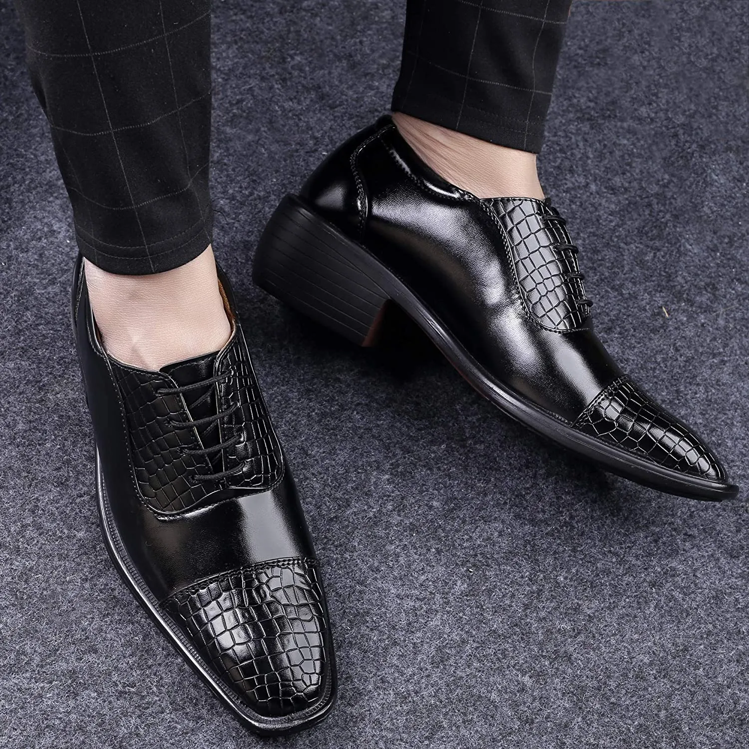 Stylish Black Formal and Casual Wear Lace-Up Shoes With Height Increasing Heel-JonasParamount