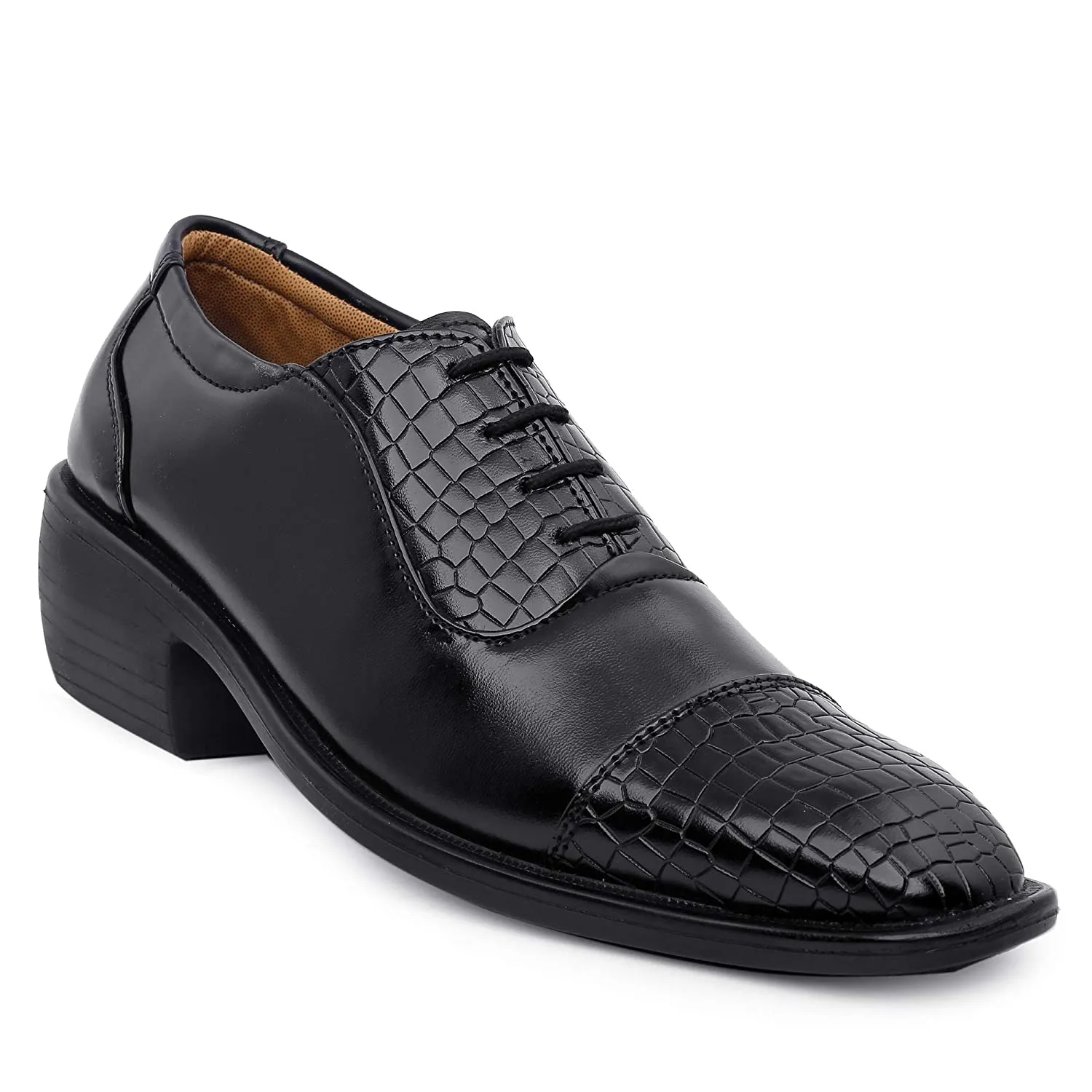 Stylish Black Formal and Casual Wear Lace-Up Shoes With Height Increasing Heel-JonasParamount