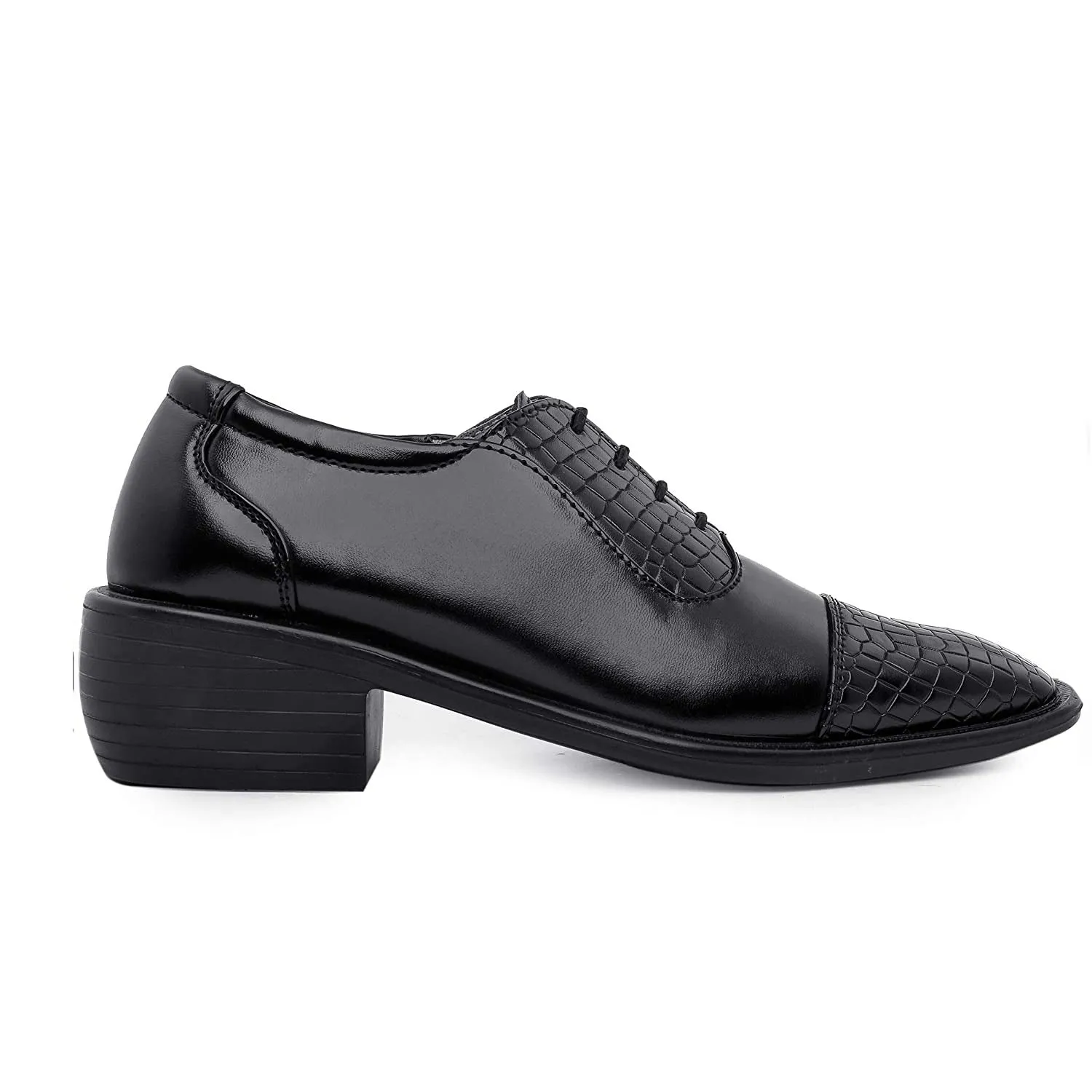 Stylish Black Formal and Casual Wear Lace-Up Shoes With Height Increasing Heel-JonasParamount