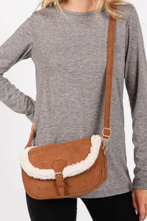 The Aspen Sherpa Trimmed Brown Crossbody