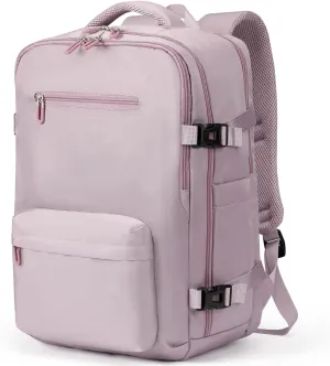 Travel Laptops Backpack for Women Men, Casual Work Bag 17Inch Backpack Airline Approved Backpack for Hiking Business (Pink Khaki)