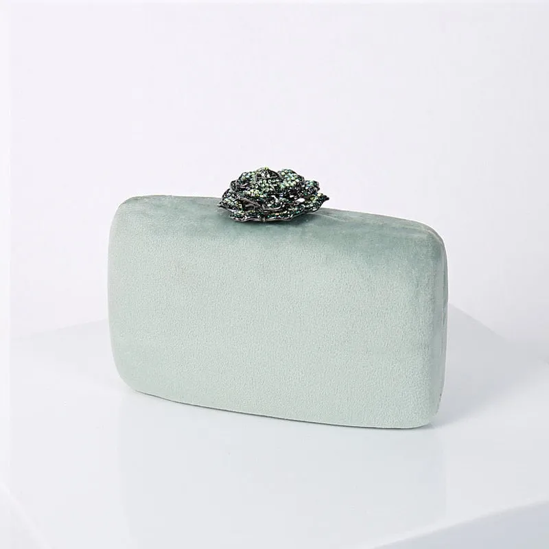 Velvet Clutch Bag for Women Luxury Designer Purse and Handbag Diamond Flower Lock Elegant Evening Bag Wedding Clutch ZD1905