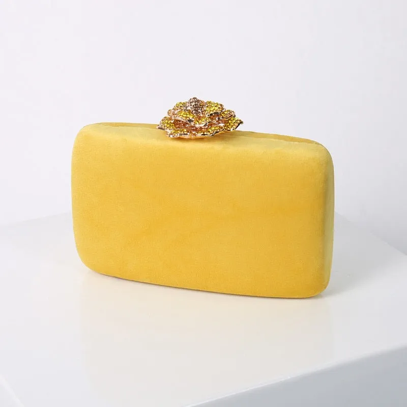 Velvet Clutch Bag for Women Luxury Designer Purse and Handbag Diamond Flower Lock Elegant Evening Bag Wedding Clutch ZD1905