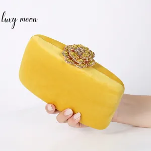 Velvet Clutch Bag for Women Luxury Designer Purse and Handbag Diamond Flower Lock Elegant Evening Bag Wedding Clutch ZD1905